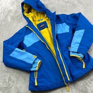 Lands End M 10-12 Blue Yellow Full Zip Lined Coat